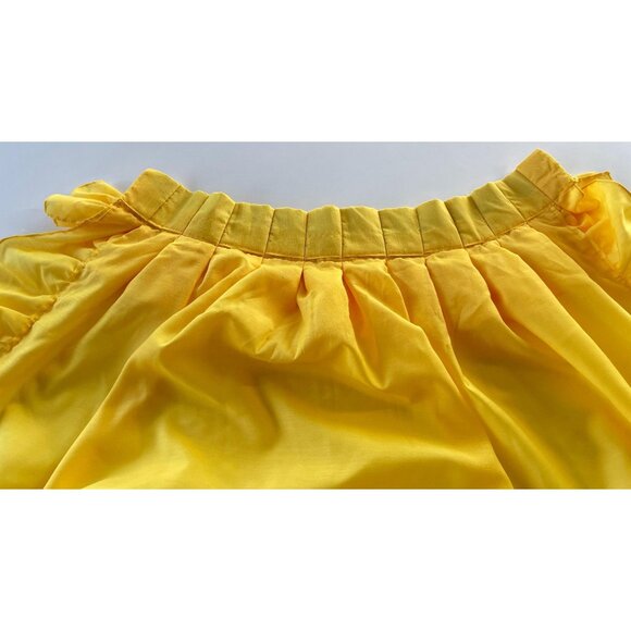 Vintage 1970s pleated curtains, yellow sheer ruffled pair long narrow panels - Picture 3 of 9